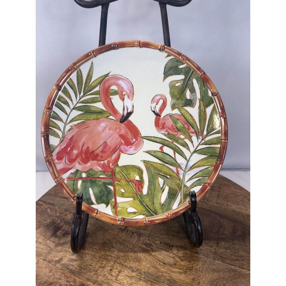 Lot Four (4) Melamine 11" Tropical Flamingo Plates